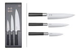Coffret 3 couteaux Kai Wasabi Black : Universel 10cm et 15cm et Chef 20cm