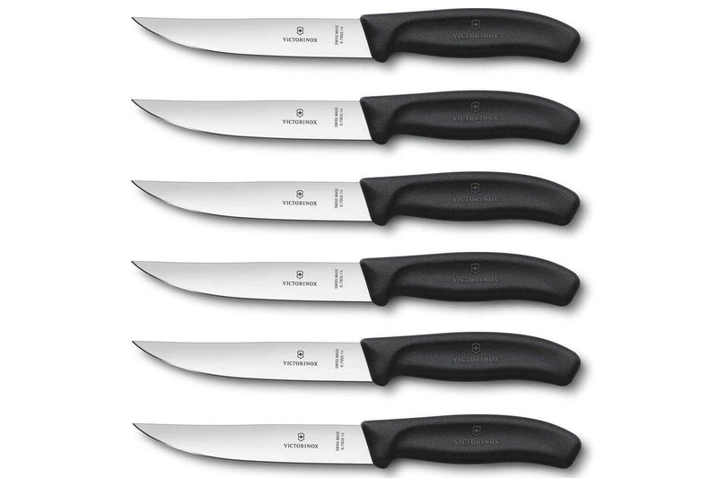 6 Couteaux à steak Gaucho lame 14cm manche noir Victorinox 6.7903.14