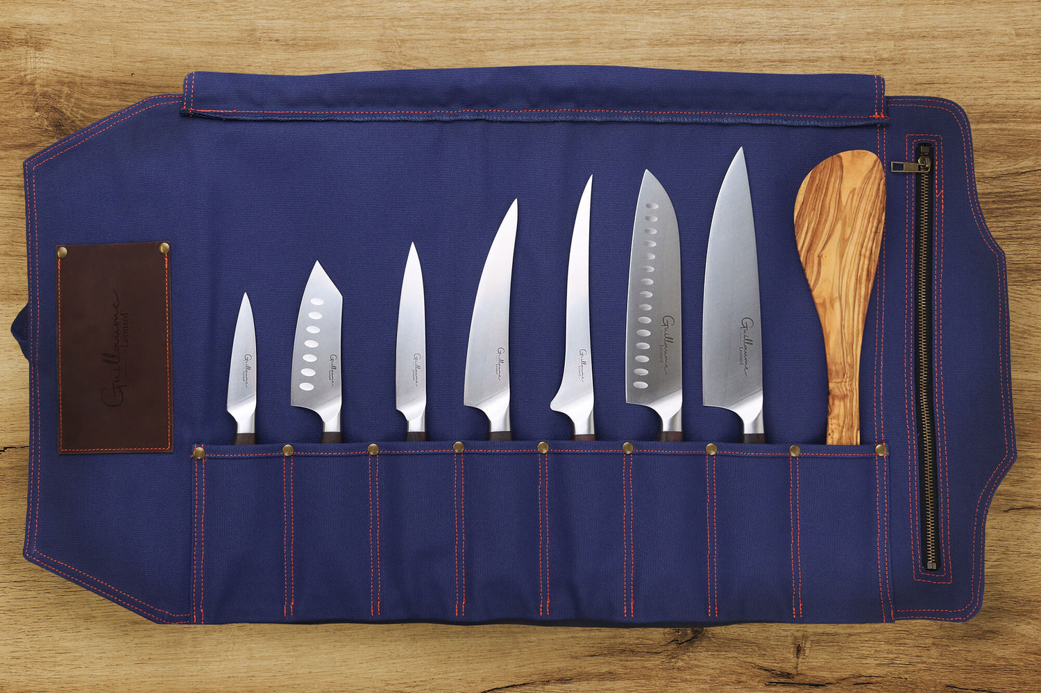Mallette de couteaux vide Guillaume Léonard 8 places bleue