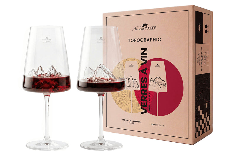 Coffret de 2 verres à vin Alaskan Maker Topographic Tre Cime di Lavaredo & Tofane