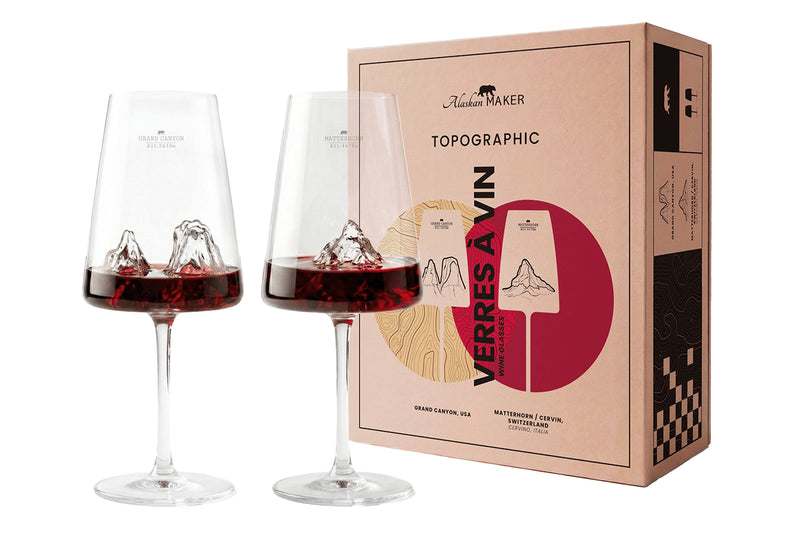 Coffret de 2 verres à vin Alaskan Maker Topographic Grand Canyon & Mont Cervin