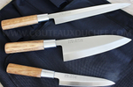 Malette Sabatier International 3 couteaux de cuisine style japonais manche Zebrano