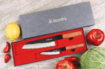 Coffret 2 couteaux Sayuto Séquoia San Mai Santoku + Office