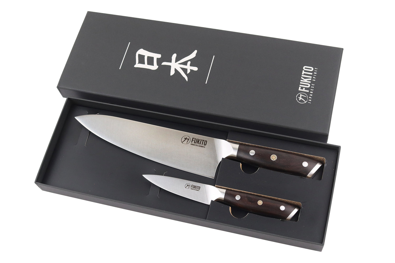 Coffret 2 couteaux Fukito Ebène X50 Chef + Office