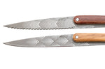 Set de 2 couteaux d'office Deejo Office Art Déco manche en bois d'olivier et bois corail 9cm