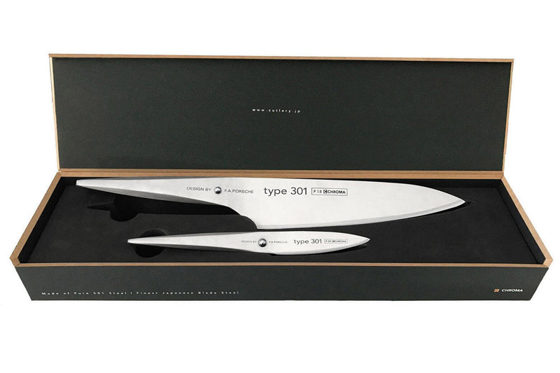 Coffret 2 couteaux Chroma Type 301 Design by F.A. Porsche Office 8cm + Chef 20cm