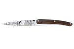 Set de 2 couteaux d'office Deejo Office Globe Trotter et Terra Incognita manche en bois d'olivier et bois corail 9cm
