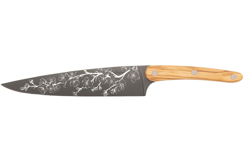 Couteau de chef Deejo Sakura 20cm manche en bois d'olivier