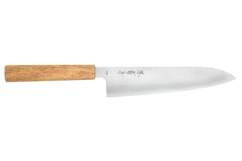 Couteau de chef 21cm japonais artisanal Sakai Kikumori TS10 en chêne