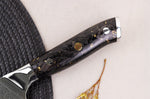 Couteau nakiri Wusaki Sakin Damas 10Cr 17cm manche en fibre de carbone et feuille d'or