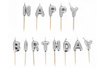 Bougies à piquer "Happy Birthday" Patisdécor argentées