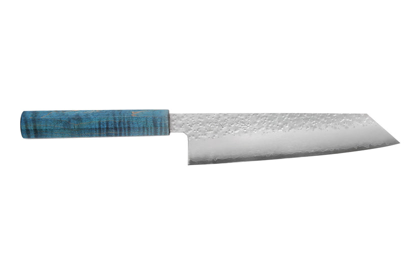 Couteau kiritsuke 20cm japonais artisanal Hado Shiosai VG10 manche bleu