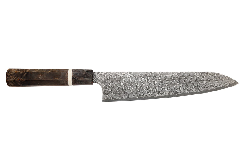 Couteau de chef 23cm japonais artisanal Nigara Hamono Anmon Damascus SG2