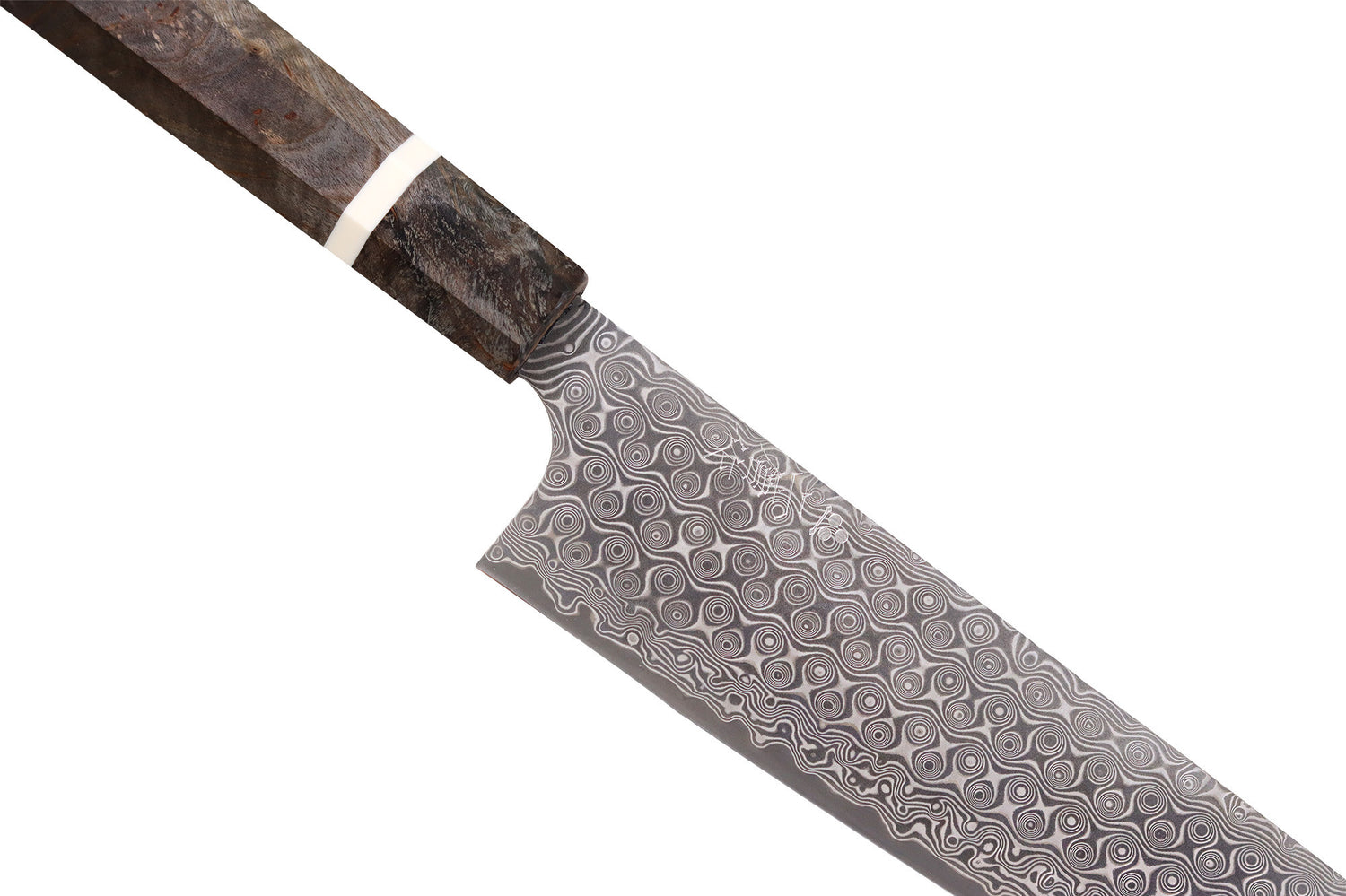 Couteau de chef 23cm japonais artisanal Nigara Hamono Anmon Damascus SG2
