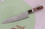 Couteau de chef 23cm japonais artisanal Nigara Hamono Anmon Damascus SG2