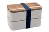 Bento Akinod 11:46 blanc avec couvercle en acacia 1,4L