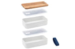 Bento Akinod 11:46 blanc avec couvercle en acacia 1,4L