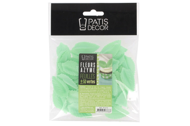 Set de 50 feuilles de rose vertes Patisdécor en azyme