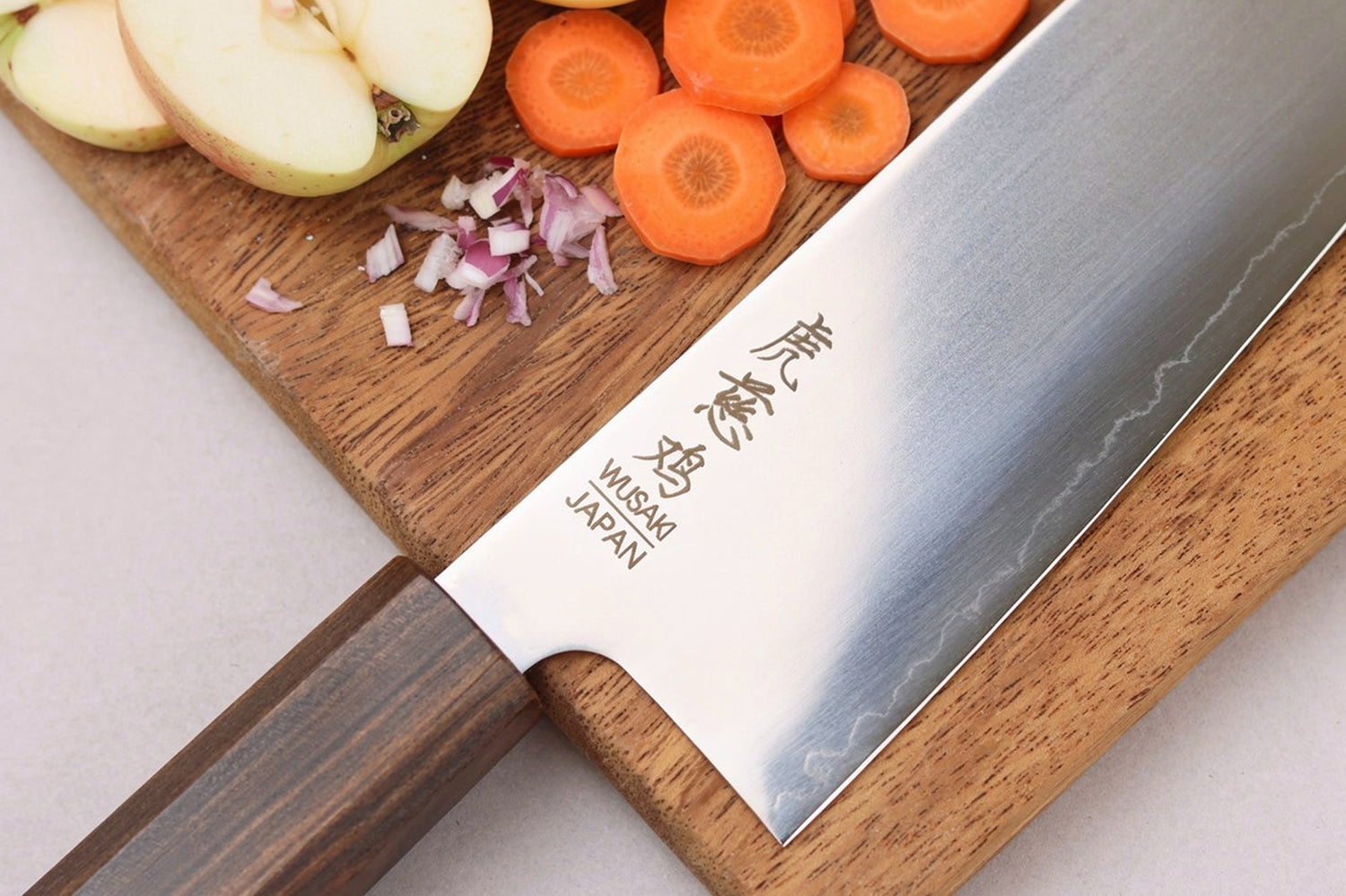 Couteau santoku kiritsuke 17,5cm japonais artisanal Wusaki Hikari SLD manche bubinga