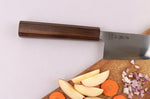 Couteau santoku kiritsuke 17,5cm japonais artisanal Wusaki Hikari SLD manche bubinga