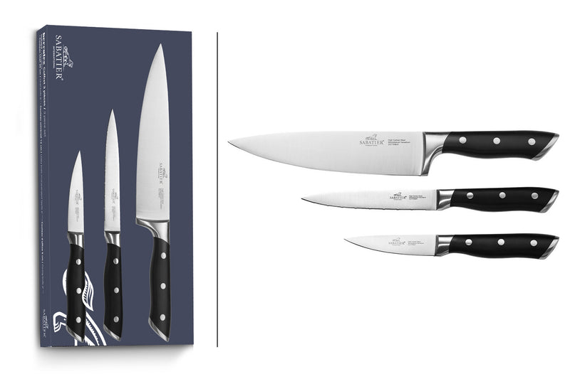 Coffret 3 couteaux Sabatier International Hercules Office 9cm + Universel 12cm + Chef 20cm