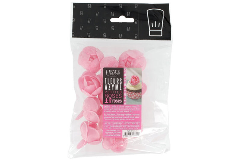 Set de 12 petites roses Patisdécor roses en azyme