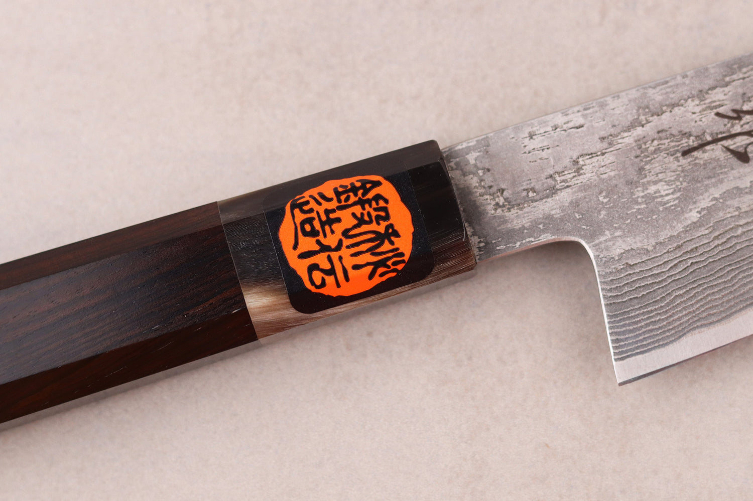 Couteau sujihiki 27cm japonais artisanal Shigeki Tanaka SG2 Kurozome Damas ébène
