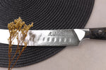 Couteau à découper Wusaki Sakin Damas 10Cr 25cm manche en fibre de carbone et feuille d'or
