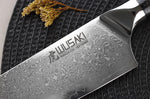 Couteau kiritsuke Wusaki Sakin Damas 10Cr 20cm manche en fibre de carbone et feuille d'or