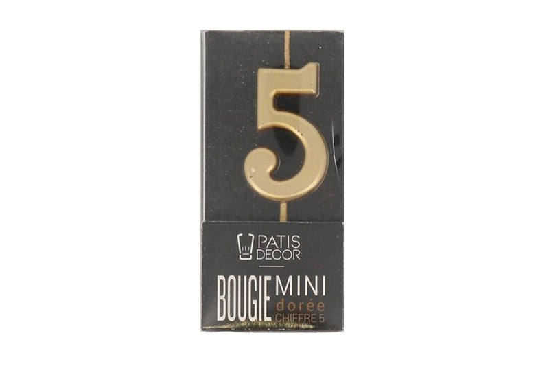 Mini bougie d'anniversaire dorée Patisdécor chiffre - 5