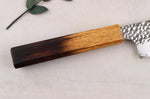 Couteau bunka 15cm japonais artisanal Wusaki Yaketa VG10 damas chêne brûlé
