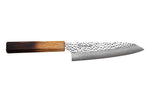 Couteau santoku 17cm japonais artisanal Wusaki Yaketa VG10 damas chêne brûlé