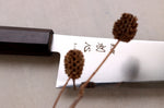 Couteau de chef gyuto 24cm japonais artisanal Hatsukokoro Kaijin BS2 ébène
