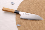 Couteau santoku 16,5cm japonais artisanal Hatsukokoro Chromax manche en teck