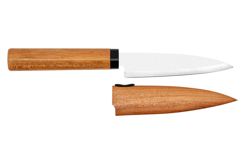 Couteau office + légumes KAI lame 9cm manche cerisier + étui protecteur