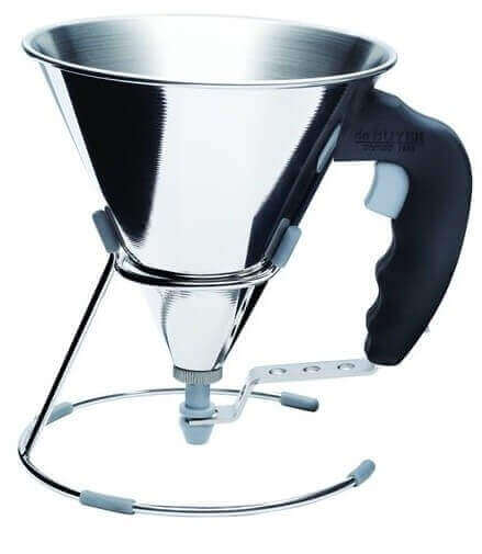 Mini entonnoir à piston De Buyer en inox 0.8L + support