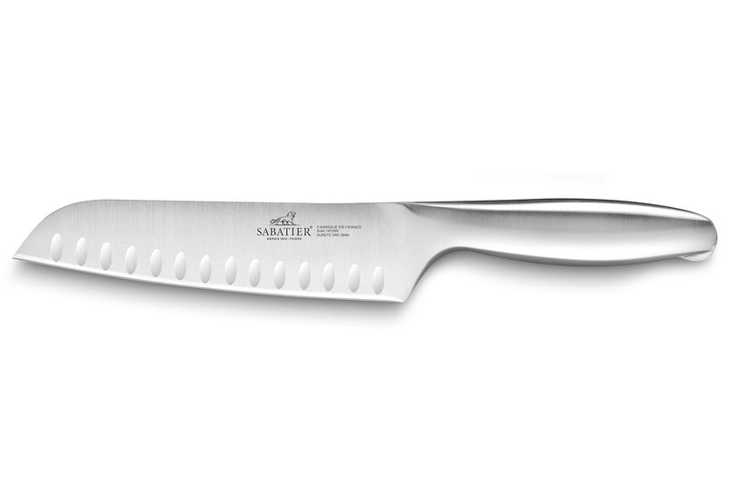 Couteau santoku Sabatier Fuso Nitro+ lame alvéolée Sandvik 18cm tout inox