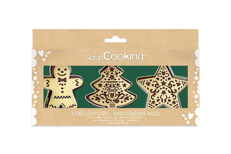 Coffret 3 découpoirs + embosseurs Scrapcooking édition Noël