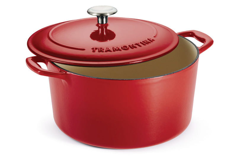 Cocotte ronde 26cm Tramontina Bestow fonte émaillée rouge 6,5L