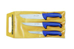 Pochette de 3 couteaux de boucher bleus DICK ERGOGRIP désosseur+saigner+boucher