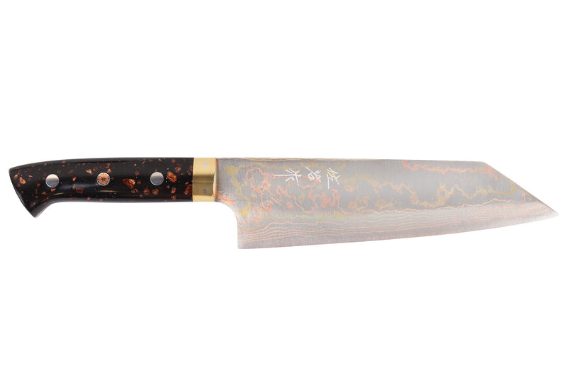 Couteau bunka 16,5cm japonais artisanal Takeshi Saji BS2 Rainbow