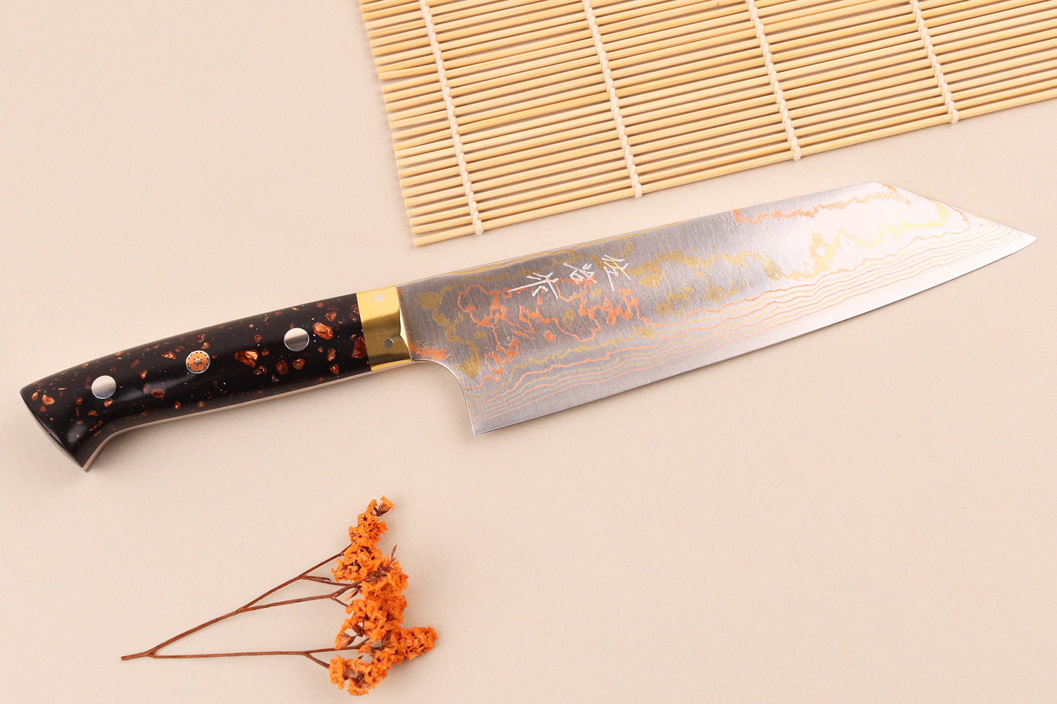 Couteau bunka 16,5cm japonais artisanal Takeshi Saji BS2 Rainbow