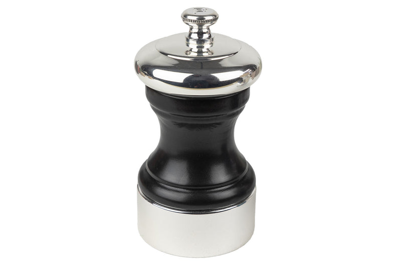 Moulin à poivre manuel Peugeot Palace en bois de hêtre noir satin et métal argenté 10cm