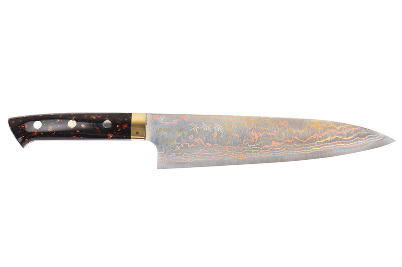 Couteau de chef 21cm japonais artisanal Takeshi Saji BS2 Rainbow