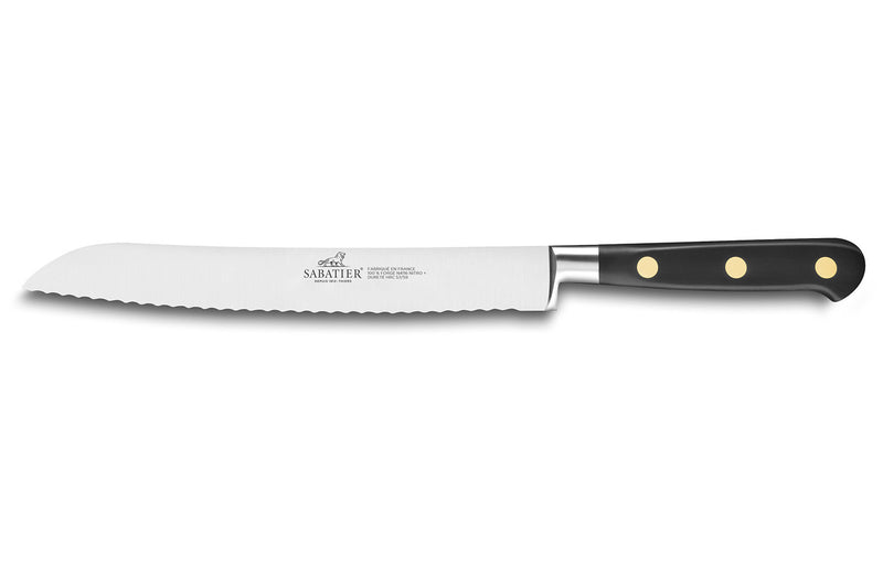 Couteau à pain SABATIER Idéal Inox 100% forgé rivets laiton denté 20cm