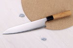 Couteau de chef 23cm japonais artisanal Hatsukokoro Chromax manche en teck