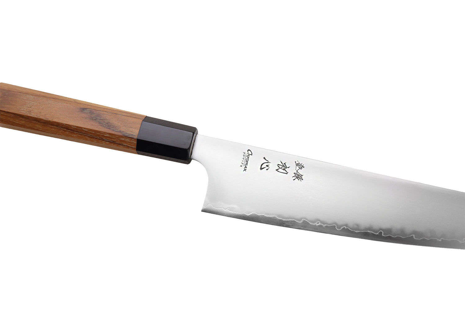 Couteau de chef 23cm japonais artisanal Hatsukokoro Chromax manche en teck