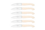 Coffret 6 couteaux à steak C. DOZORME Capucin lames lisses manches crèmes