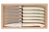 Coffret 6 couteaux à steak C. DOZORME Capucin lames lisses manches crèmes