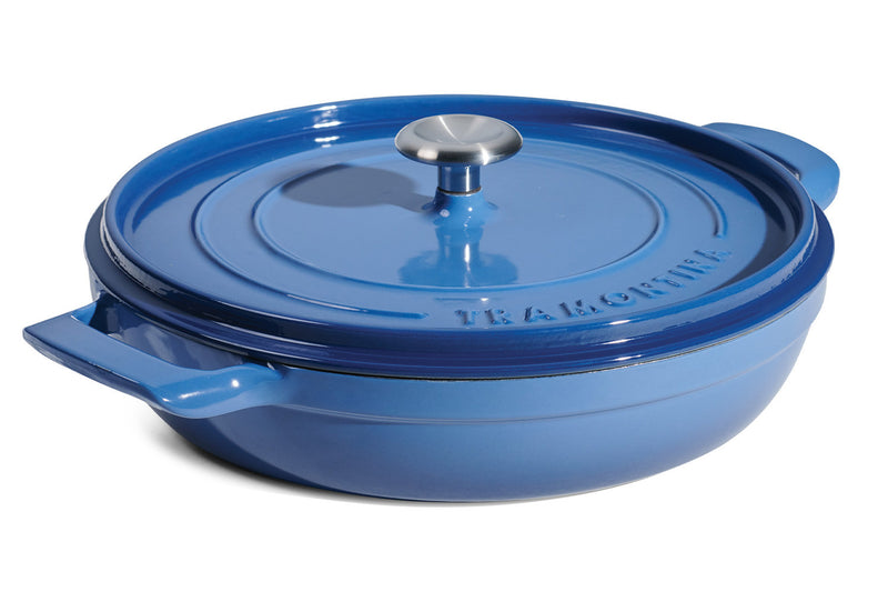 Cocotte basse 30cm Tramontina fonte émaillée bleu 3,8L